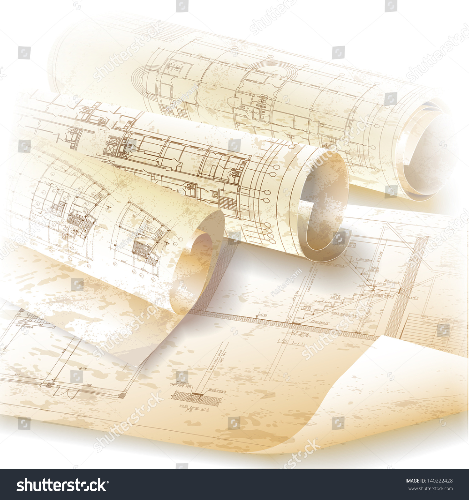 Grunge Architectural Background Rolls Drawings Your Stock Vector ...