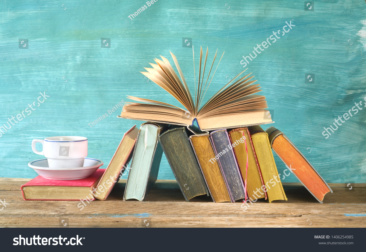 2,970 Stack Of Old Books With Coffee Cup Images, Stock Photos & Vectors