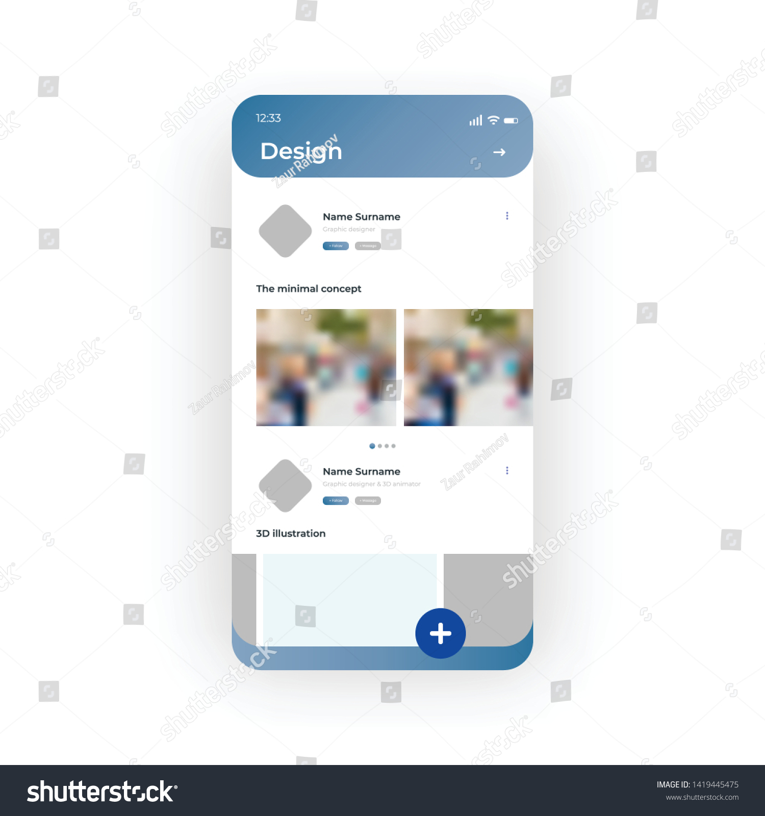Blue Design Ui Ux Gui Screen Stock Vector (Royalty Free) 1419445475 ...