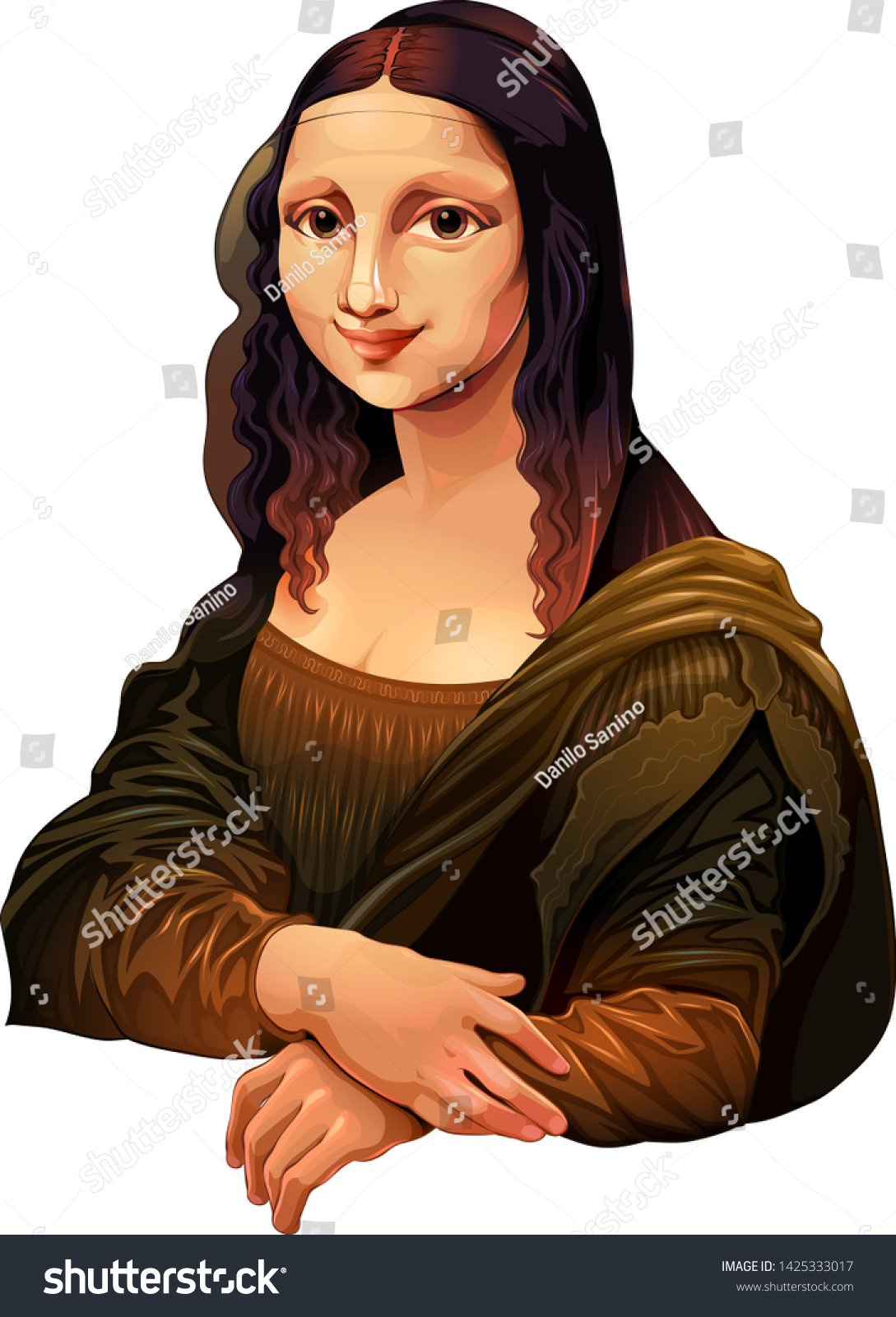 Interpretation Mona Lisa Famous Painting By Stock Vector (Royalty Free