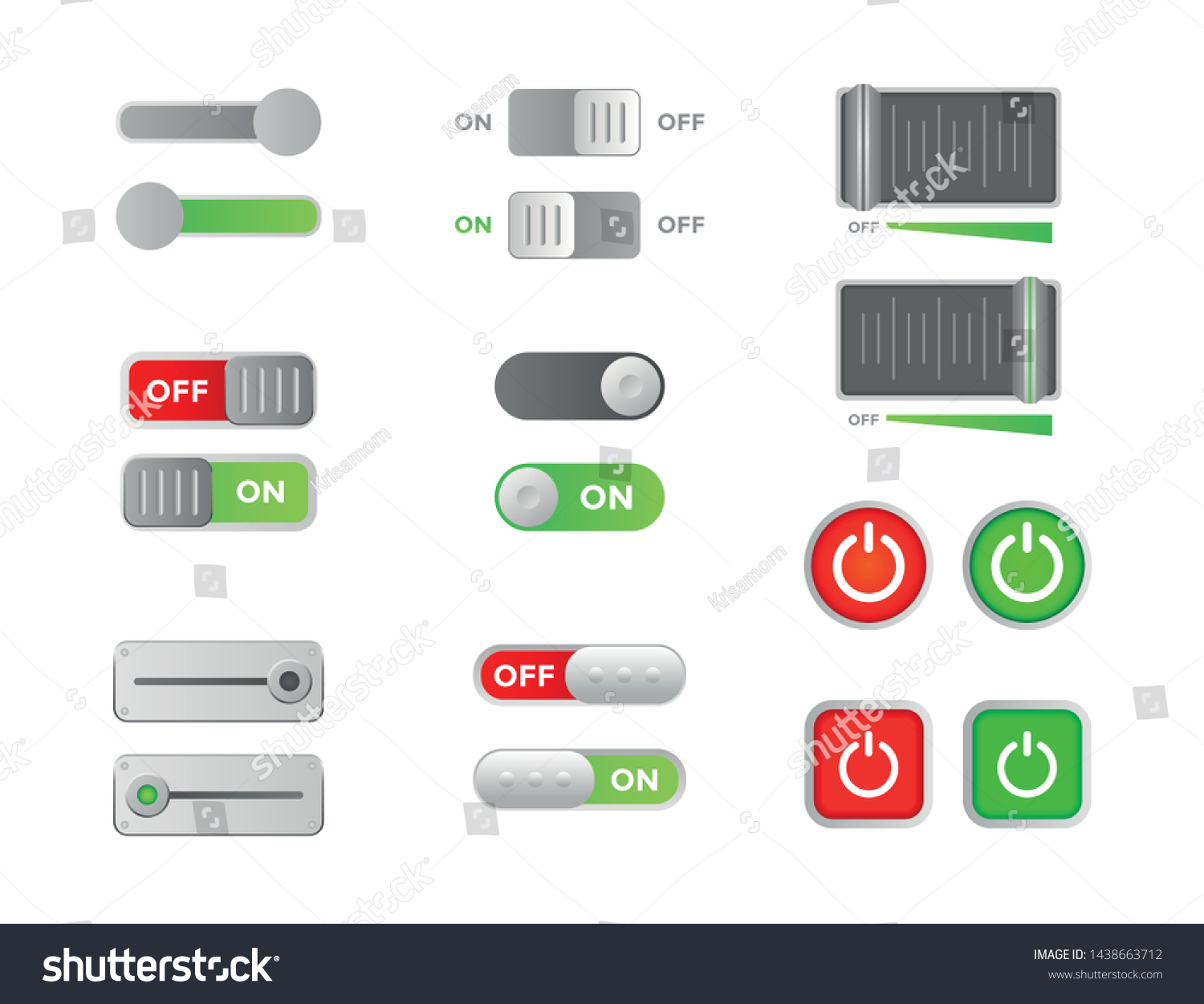 Set On Off Button Control Switch Stock Vector (Royalty Free) 1438663712 ...