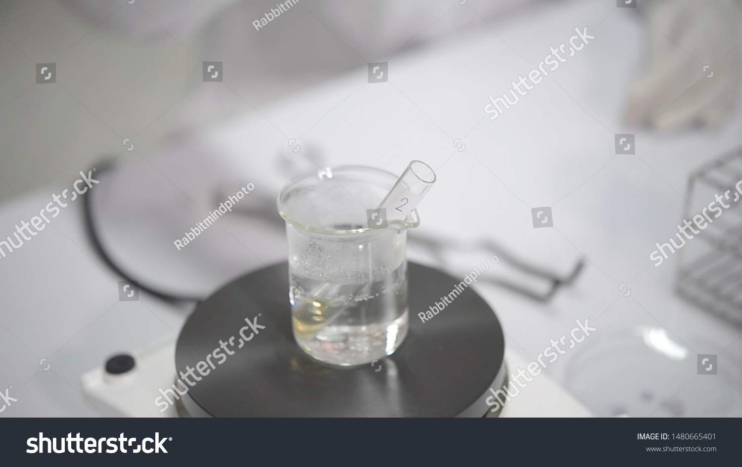 Scientists Boiling Natural Rubber Solution Test Stock Photo 1480665401