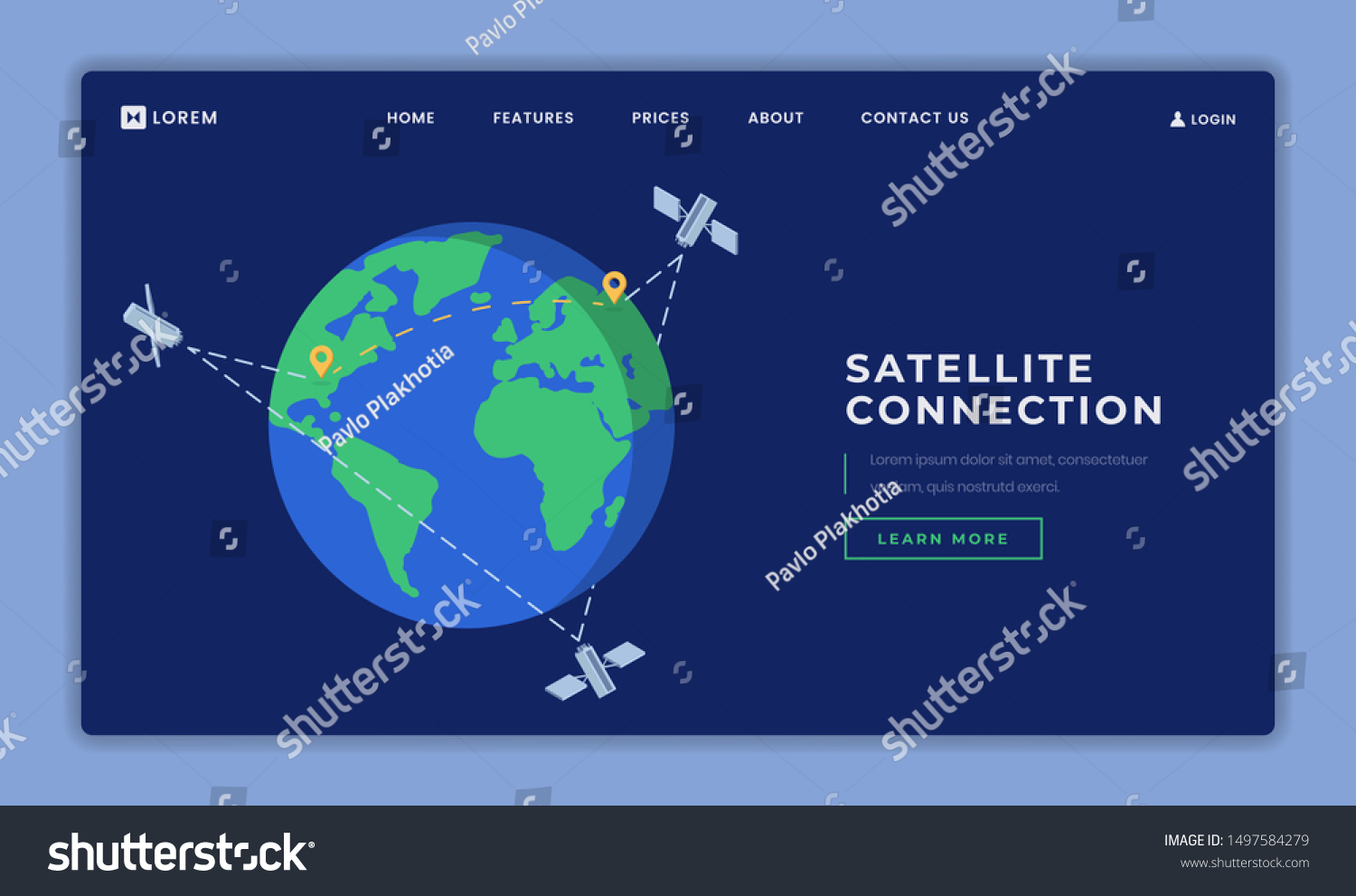 Satellite Connection Landing Page Vector Template เวกเตอร์สต็อก (ปลอด