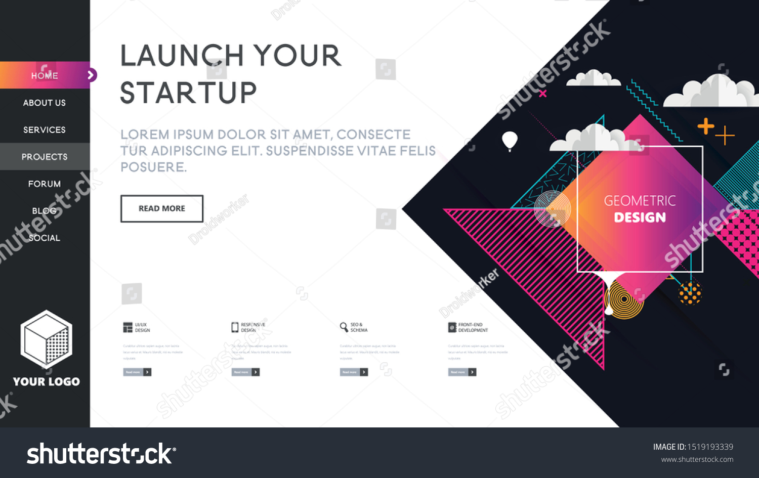Website Template Designs Modern Geometric Design Stock Vector (Royalty ...