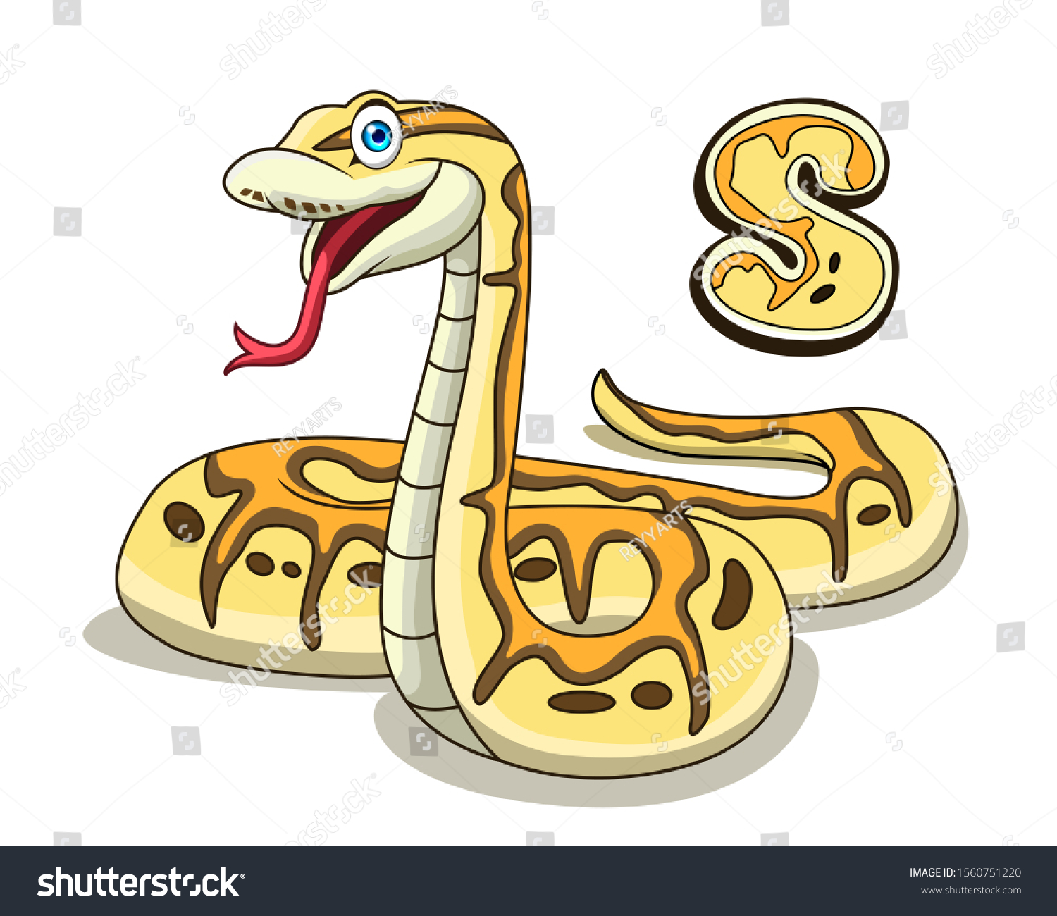 Cute Snake Character Ball Python Letter Stock Vector (Royalty Free ...