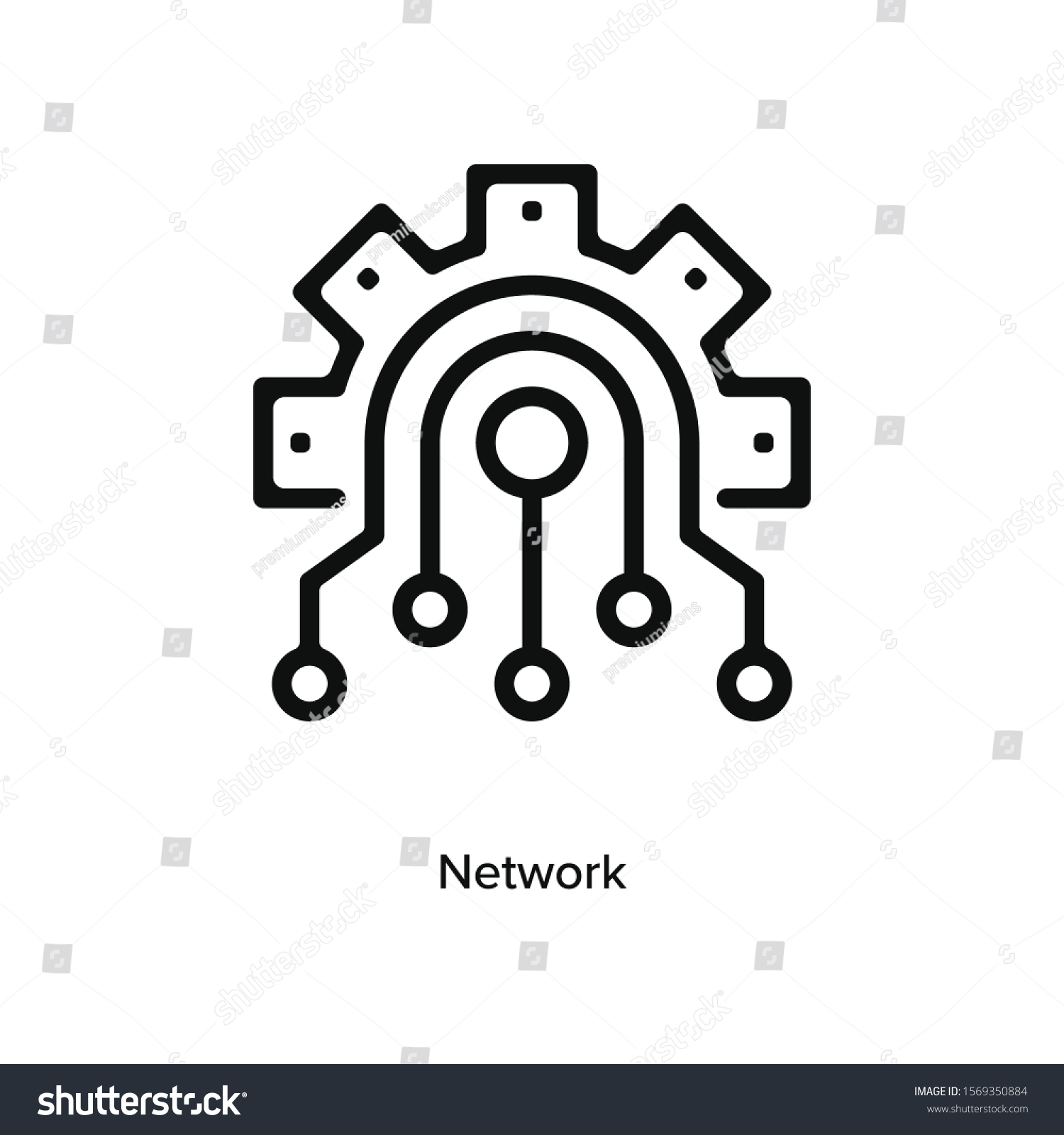 Network Engineering Icon Vector Illustration Black Stock Vector