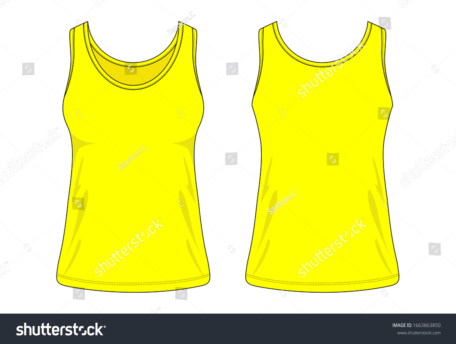 Womens Yellow Tank Top Vector Templatefront Stock Vector (Royalty Free