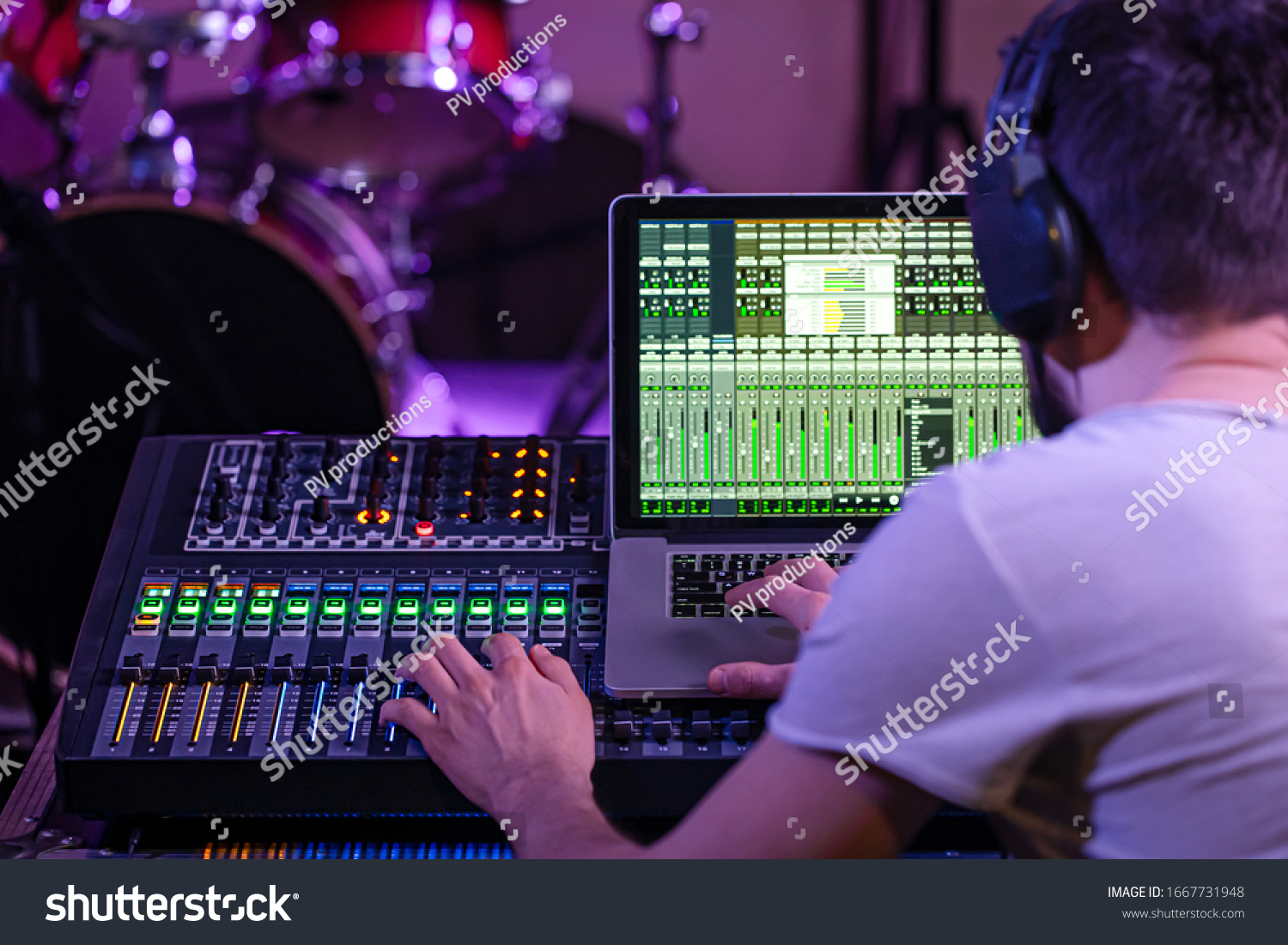 Digital Mixer Recording Studio Computer Recording Stock Photo