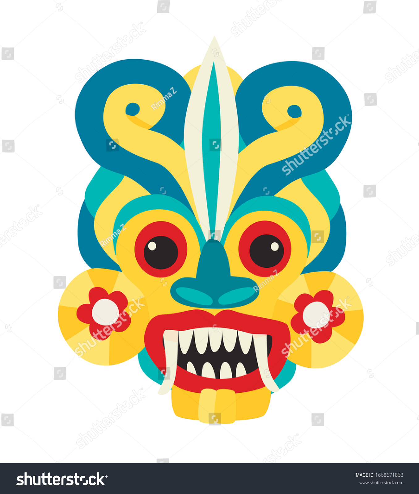 Sri Lankan Devil Dancing Mask Vector Stock Vector (Royalty Free