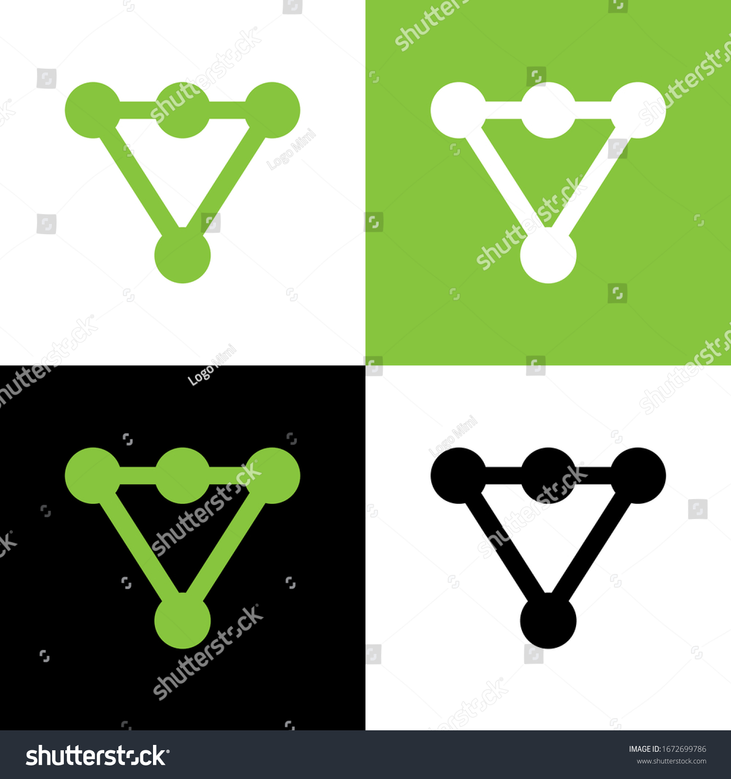 Inverted Triangle Logo Design Connected Circle Stock Vector (Royalty ...