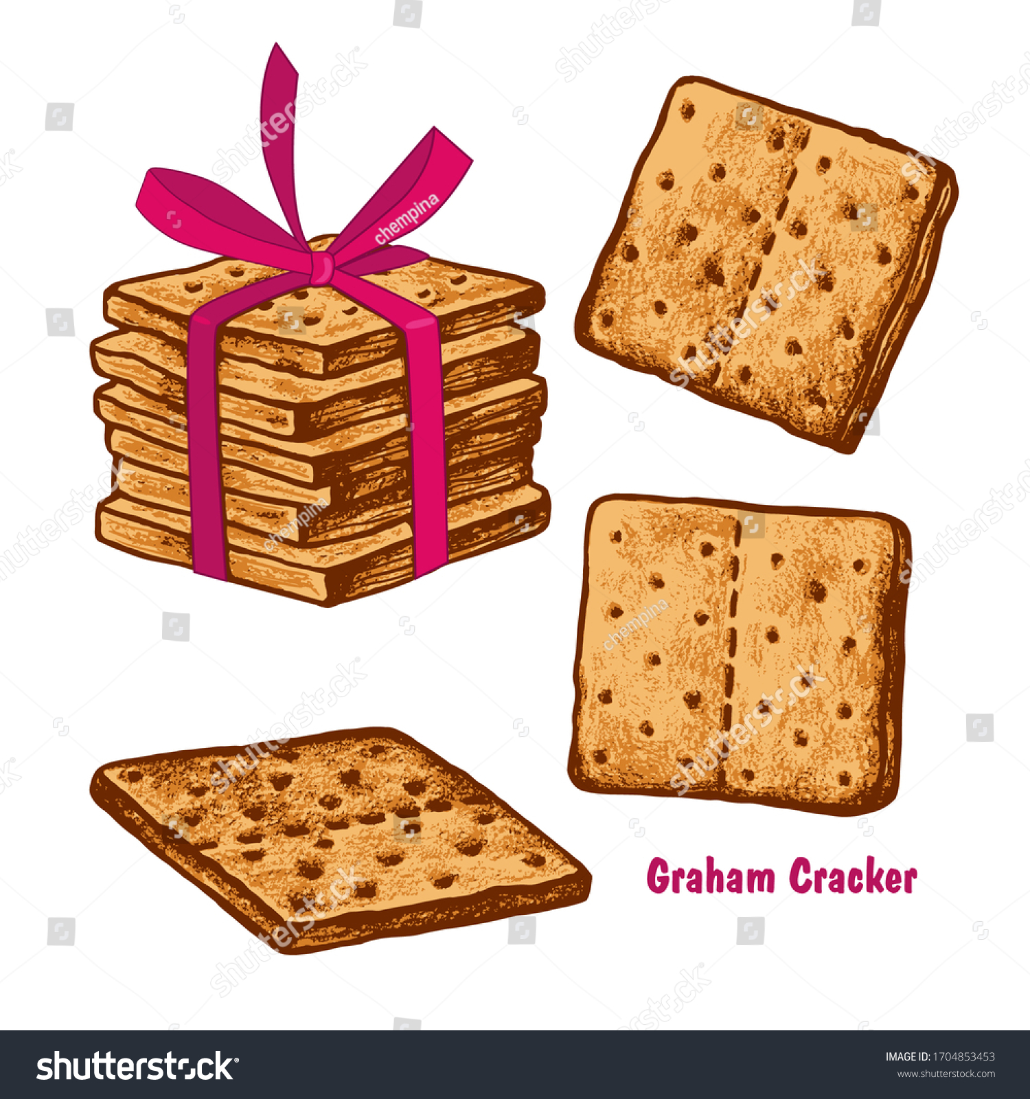 Stack Separate Graham Crackers On White Stock Vector (Royalty Free