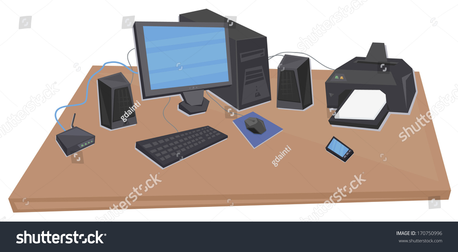 1,160 Desktop Printer Speaker Keyboard Images, Stock Photos & Vectors