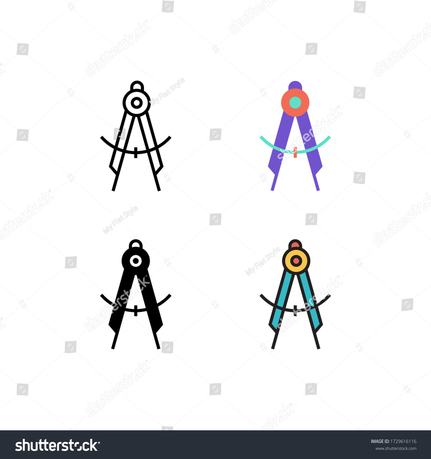 Compass Drawing Icon Vector Different Style Stock Vector (Royalty Free