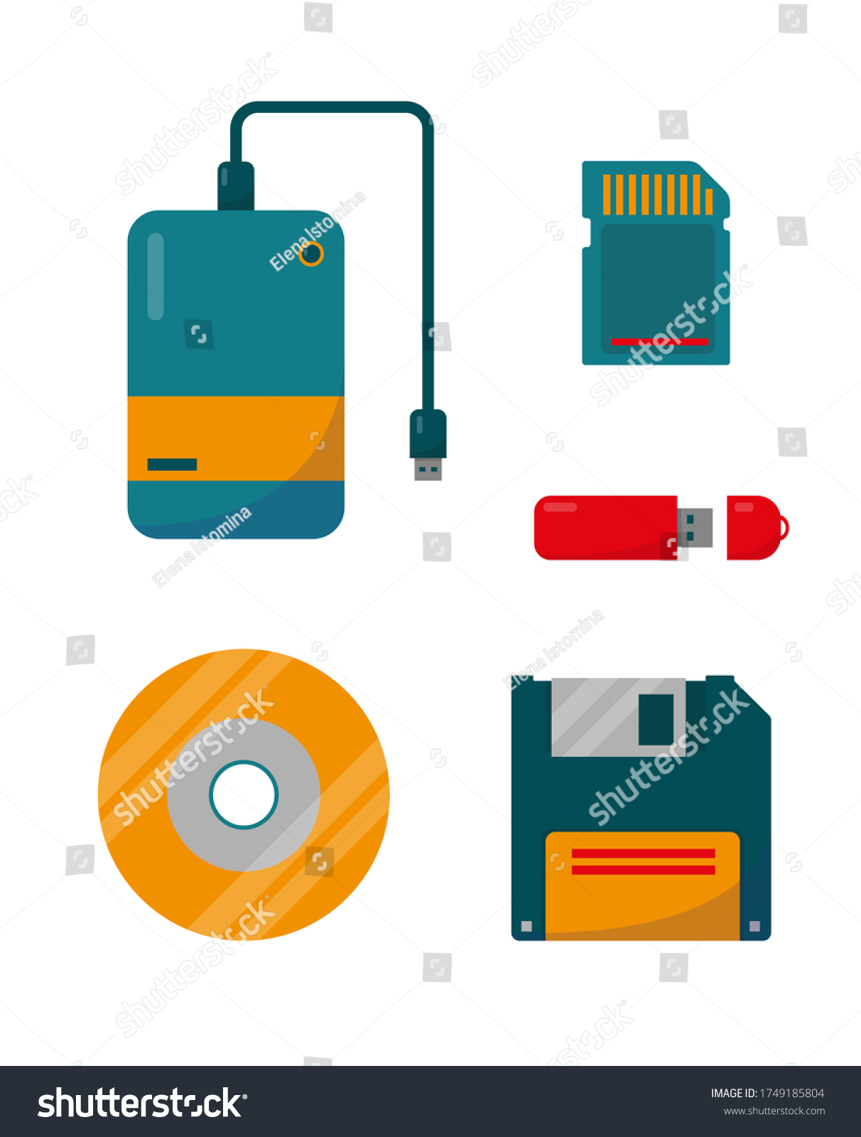 Set External Storage Digital Data Devices Stock Vector (Royalty Free ...