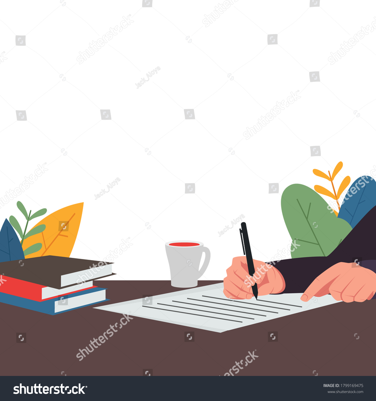 A Cartoon Person Writing A Book