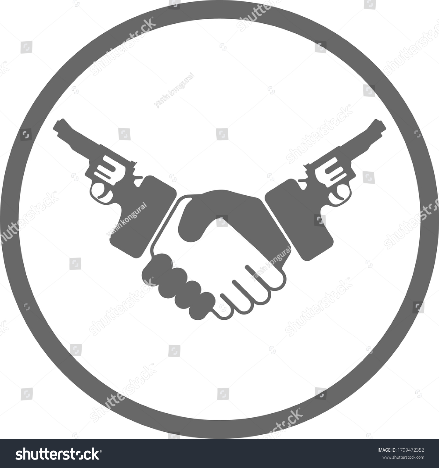 Handshake Guns Vector Concept Behind Trickery Stock Vector (Royalty
