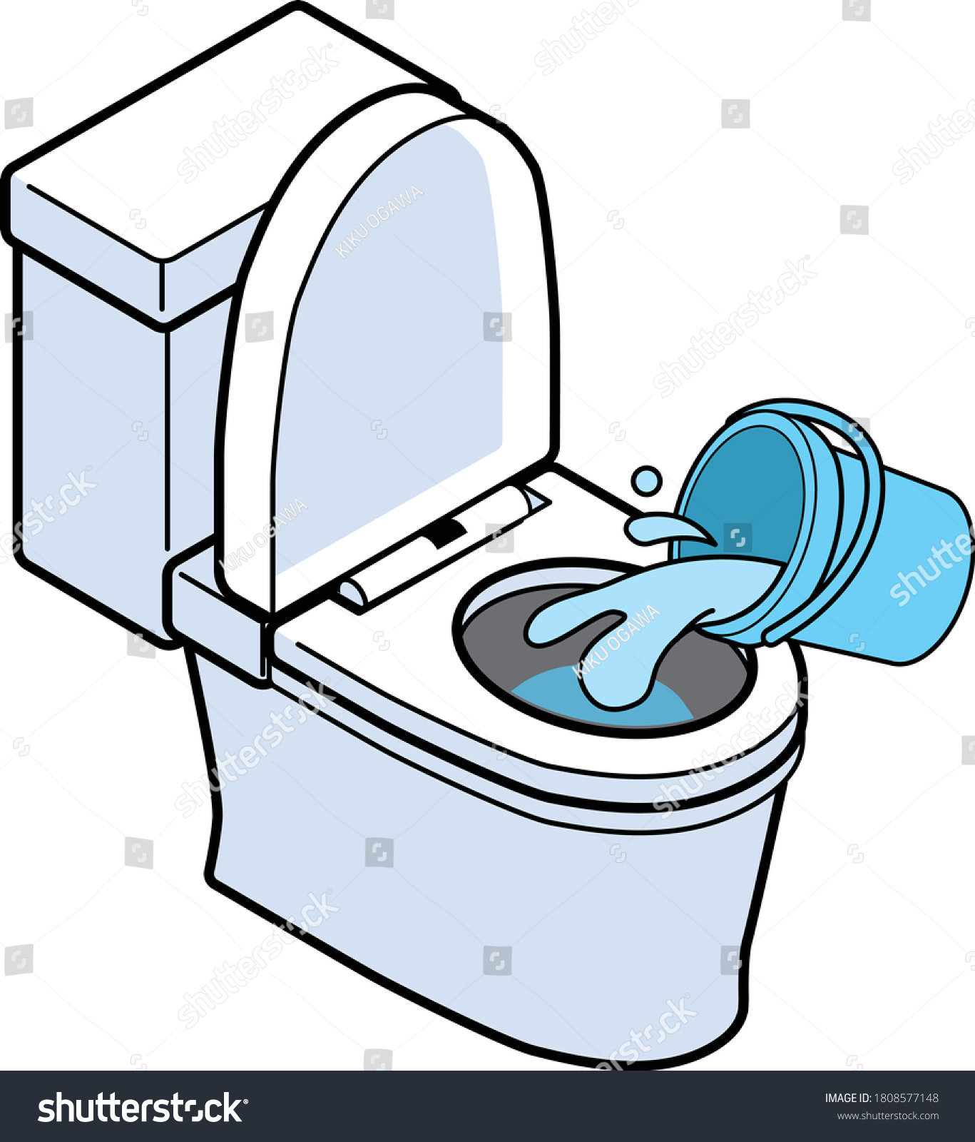 양동이에 있는 서양 변기의 물을 씻어라 스톡 벡터(로열티 프리) 1808577148 Shutterstock