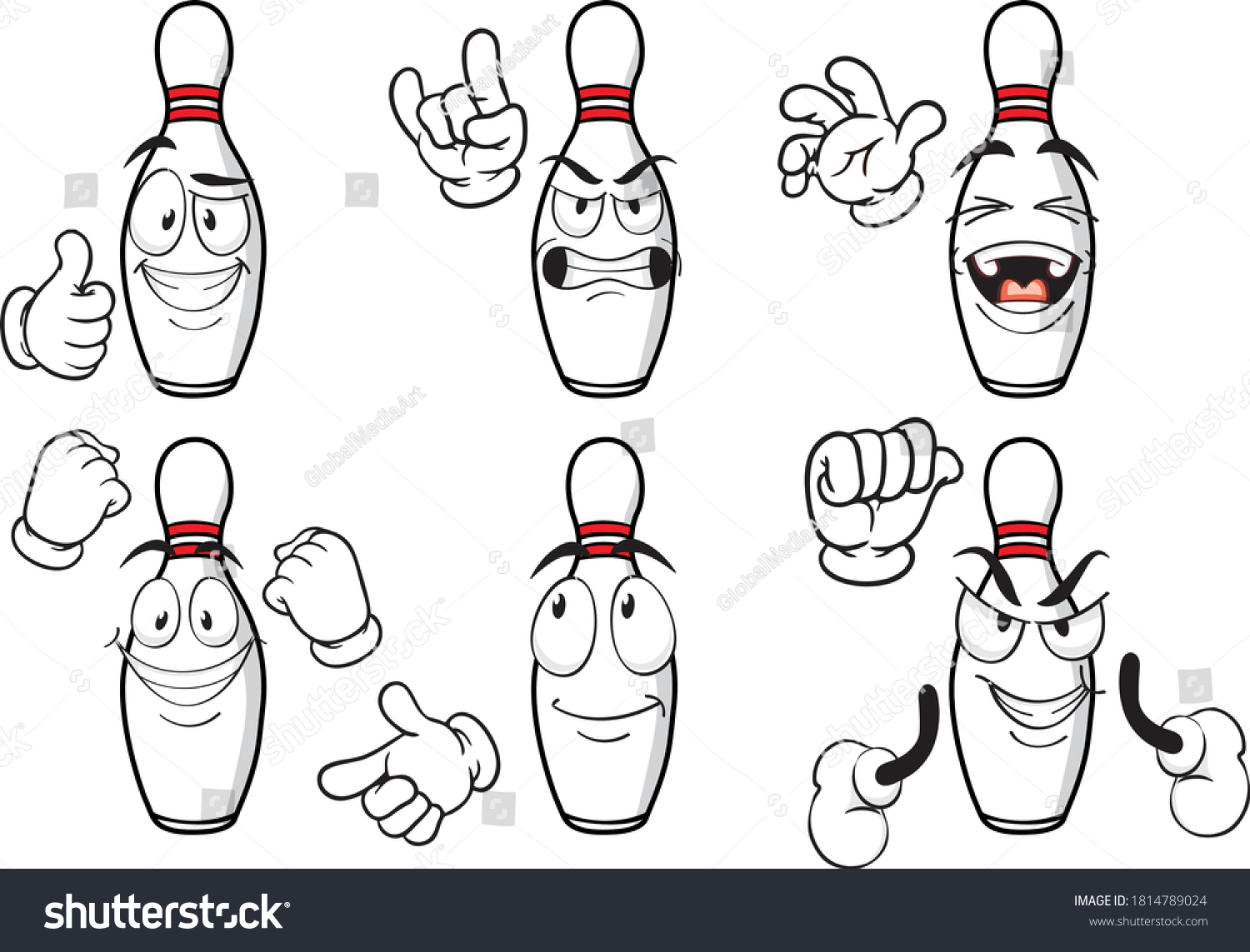 Vector Set Bowling Pins Play Different Stock Vector (Royalty Free