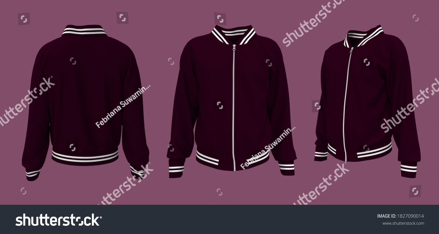 Blank Bomber Jacket Mockup Isolated On Stock Illustration 1827090014