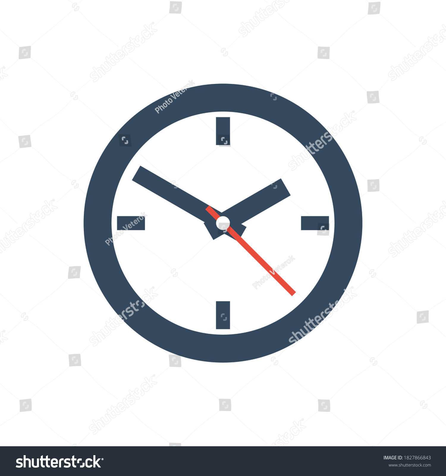 Analog Clock Red Second Hand Vector Stock Vector (Royalty Free