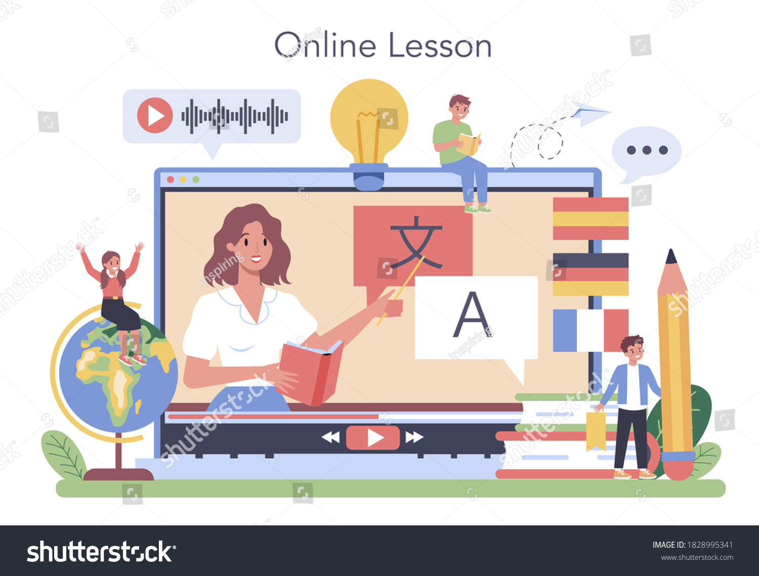 Language Learning Online Service Platform Professor Stock Vector ...