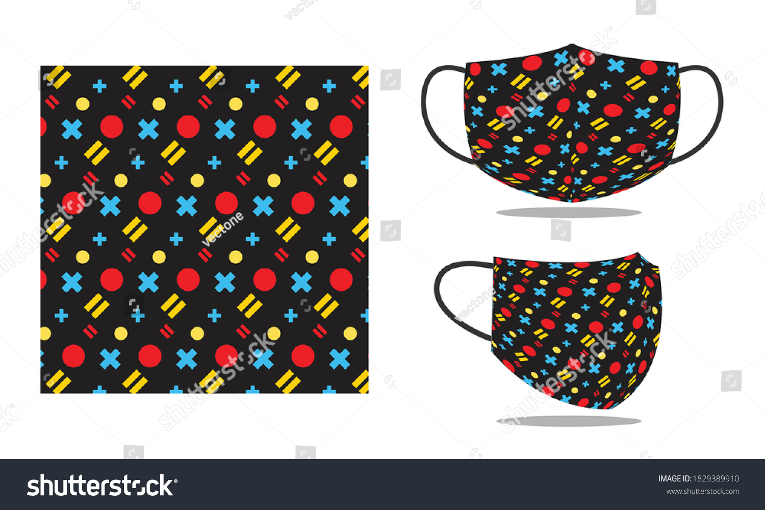 Face Mask Design Concept Geometric Memphis Stock Vector (Royalty Free) 1829389910 Shutterstock