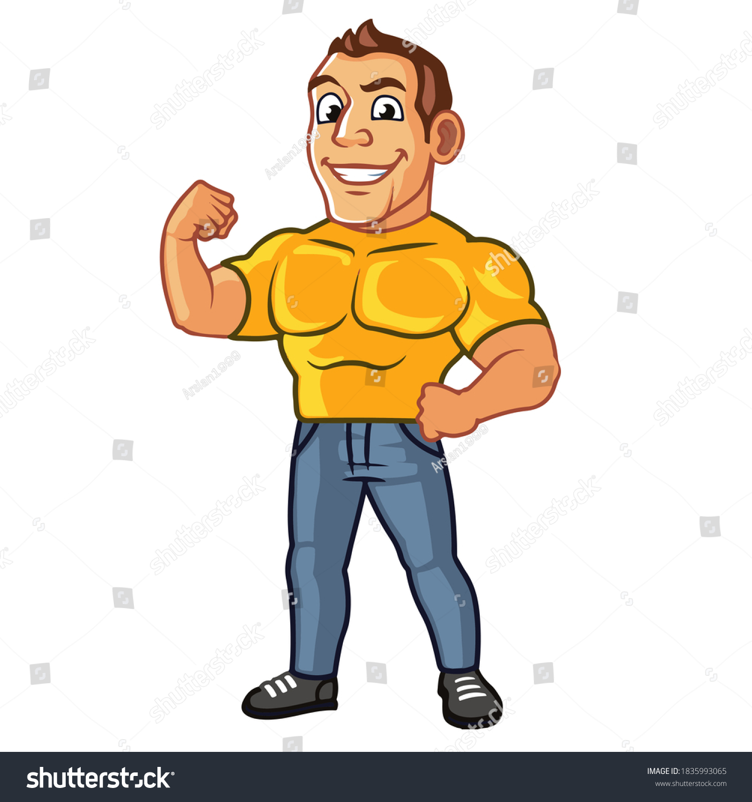 clipart cartoon body builder