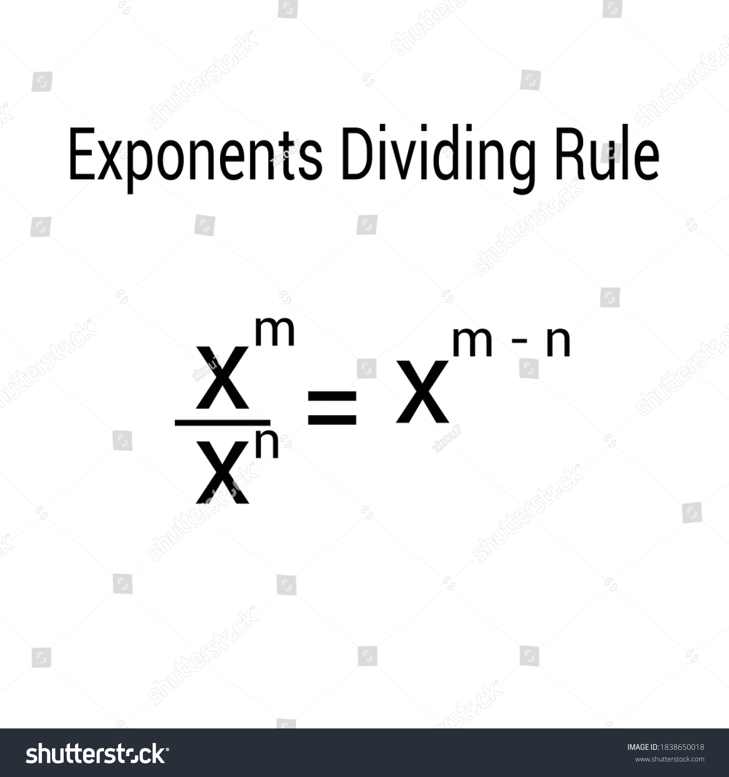 Exponents Dividing Rule Law Exponents Stock Vector (Royalty Free