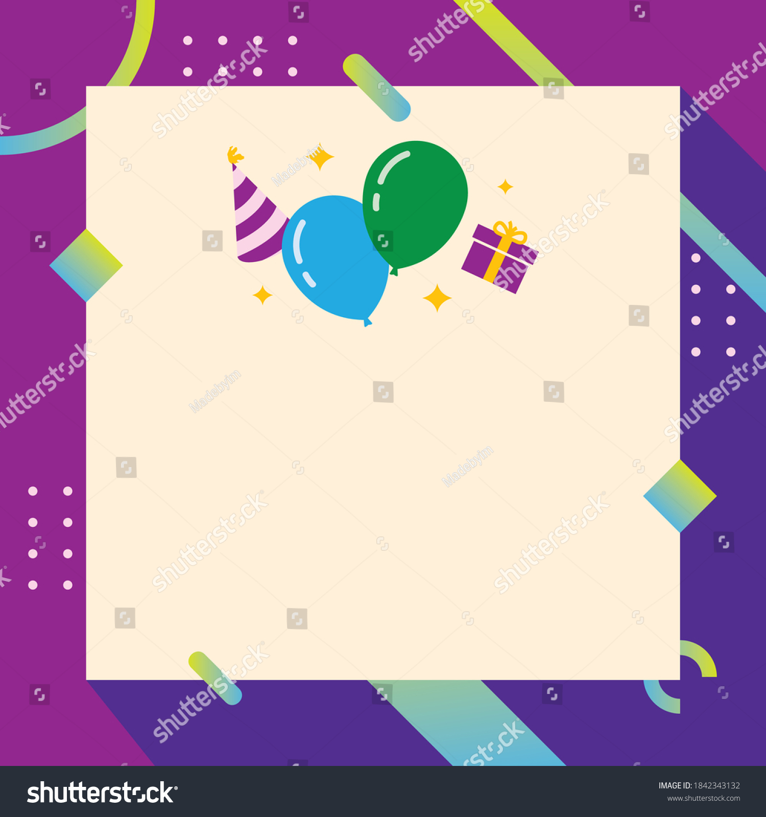 Purple Themed Birthday Card Bold Bright Stock Vector (Royalty Free
