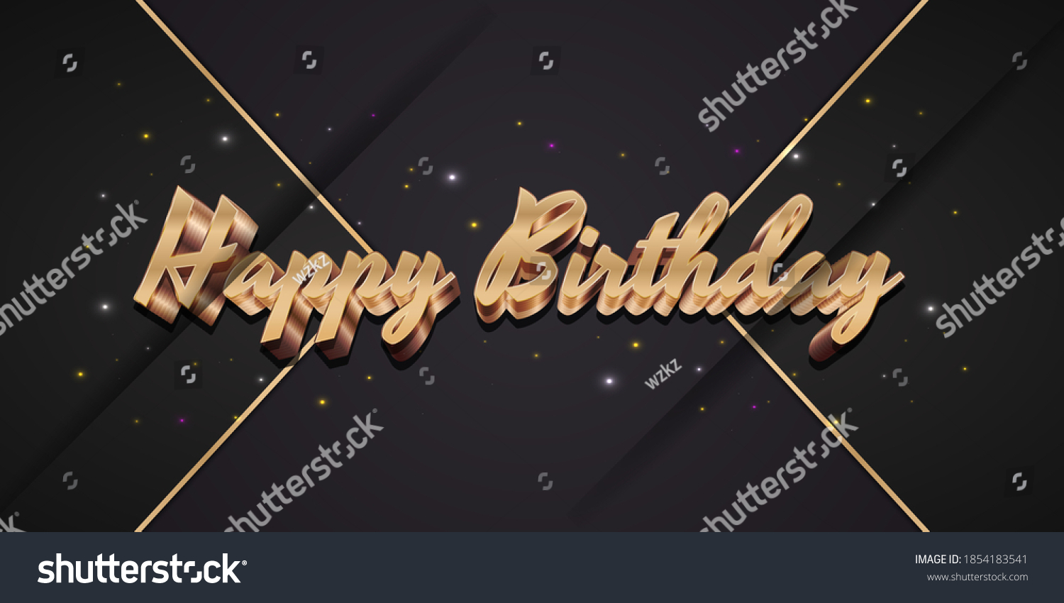 Happy Birthday Text 3d Gold Style Stock Vector (Royalty Free