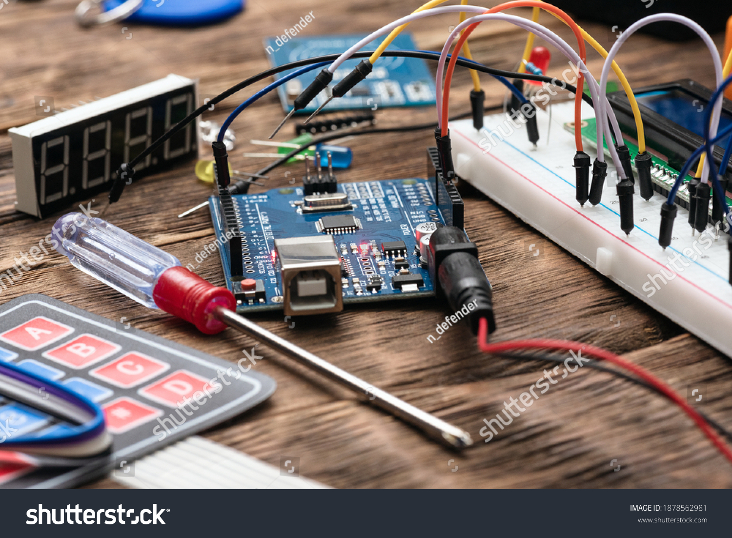 Microprocessor Programming Concept Top View Background Stock Photo ...