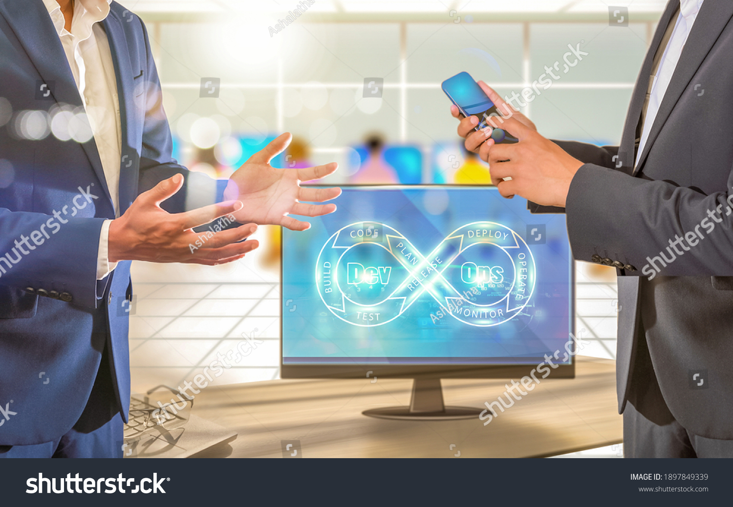 Devops Teams Concept Illustrates Developer Admin Stock Photo 1897849339 ...