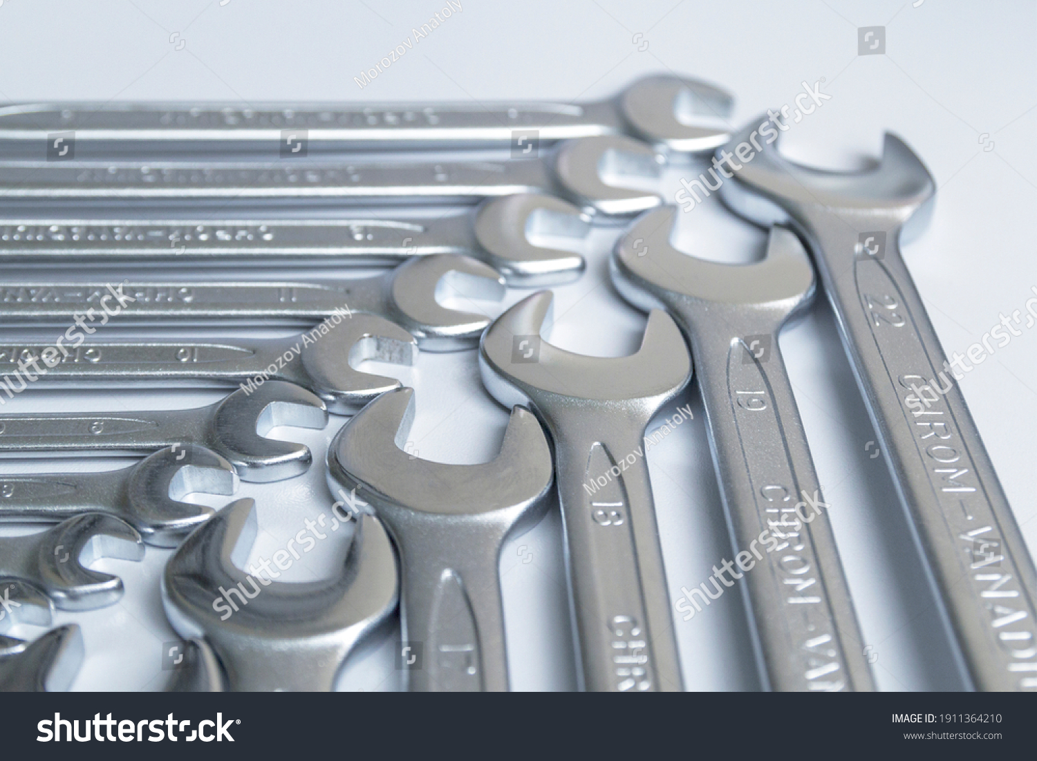 Cutout Wrenches Horizontally Placed Biggest Smallest Stock Photo