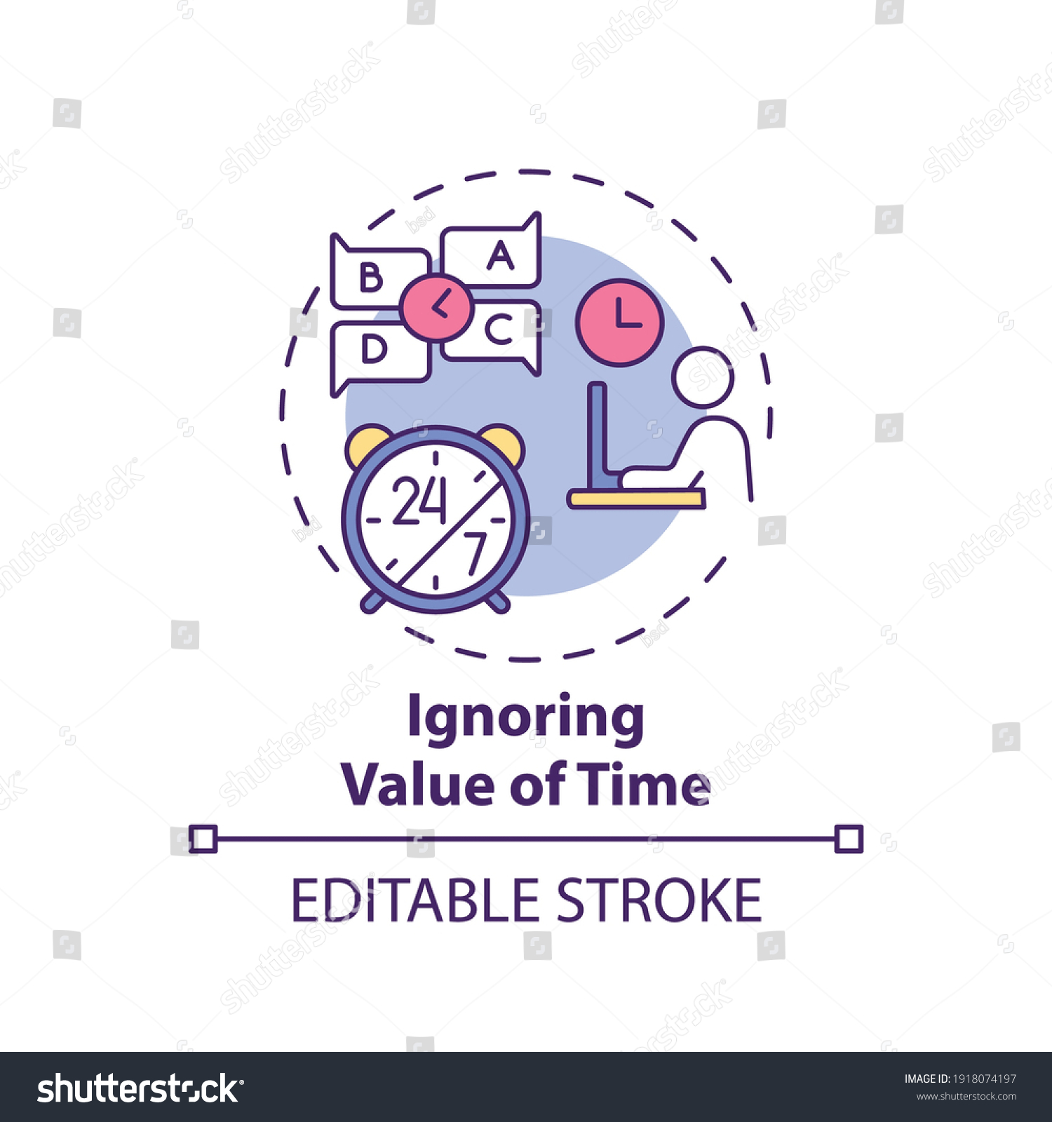 Ignoring Time Value Concept Icon Timemanagement Stock Vector (Royalty ...