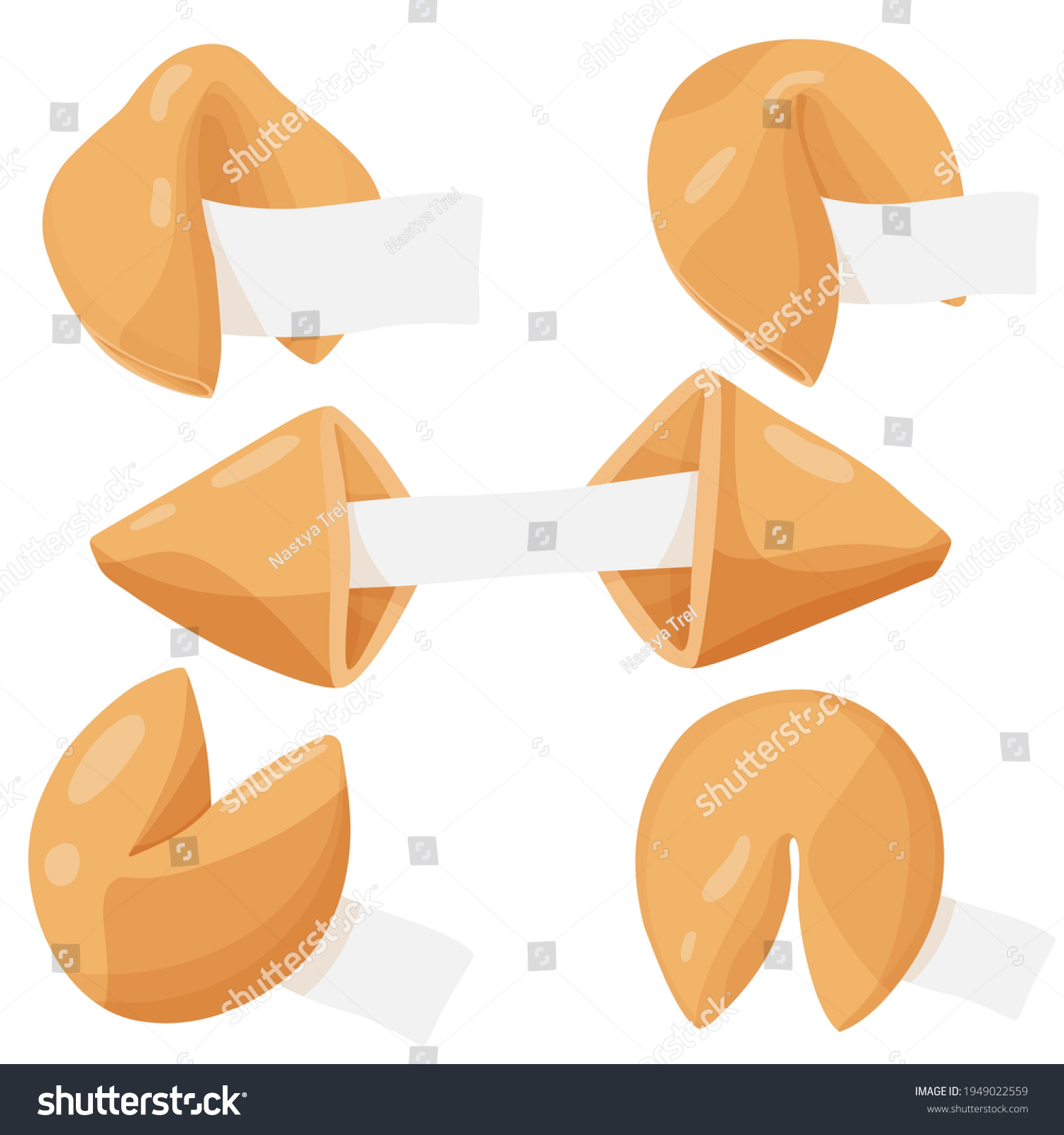 Vector Illustration Fortune Cookie Isolated On Stock Vector (Royalty