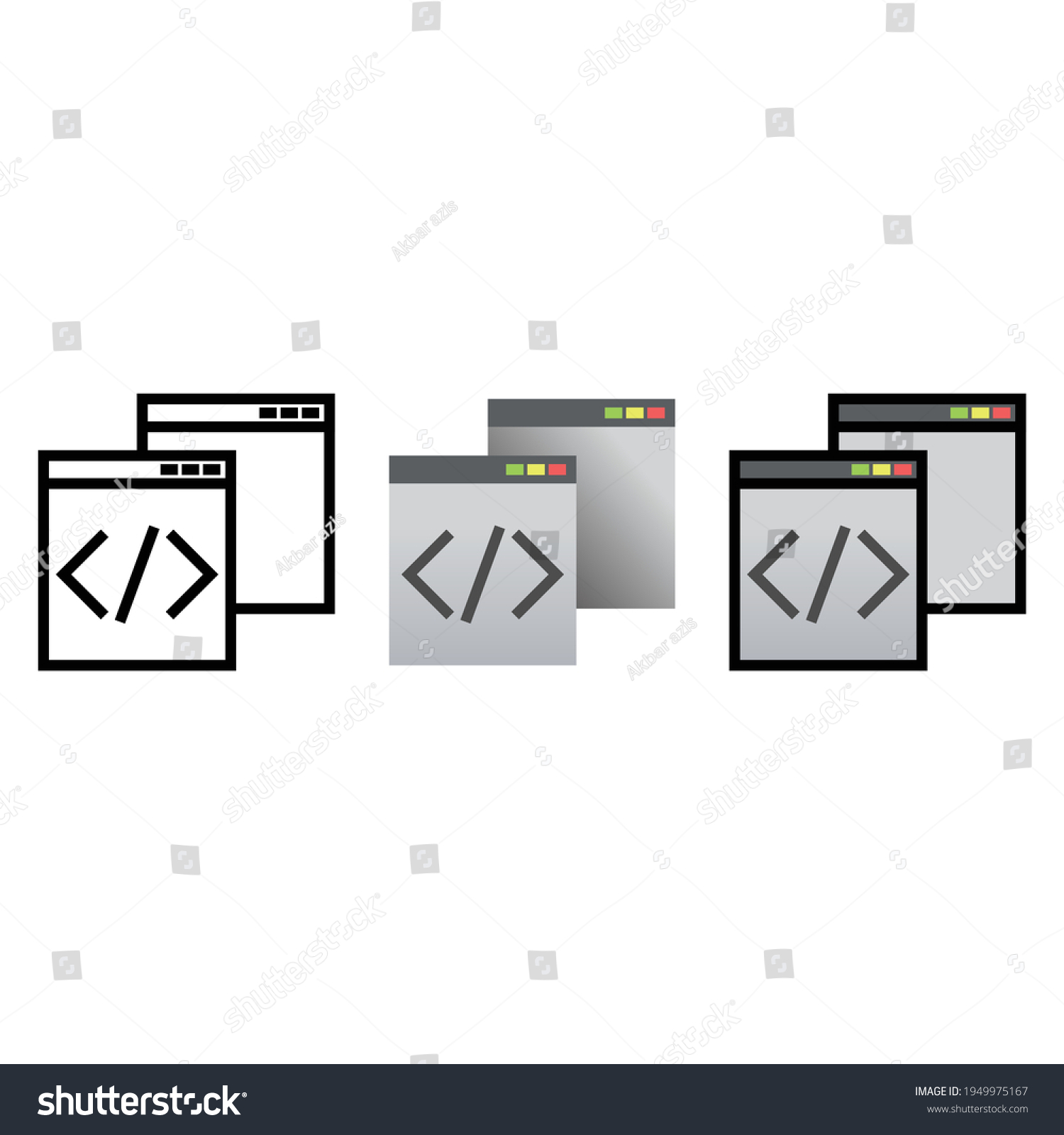 Coding Icon Program Computer Icon Set Stock Vector (Royalty Free ...