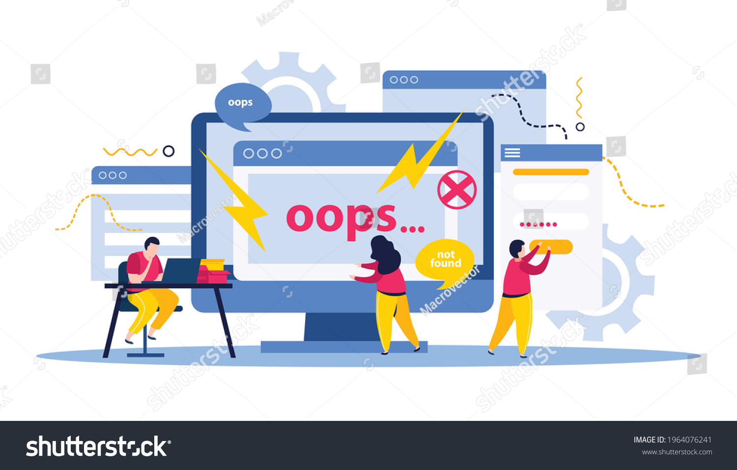 Computer Repair Concept Problem Solving Symbols Stock Vector (Royalty ...
