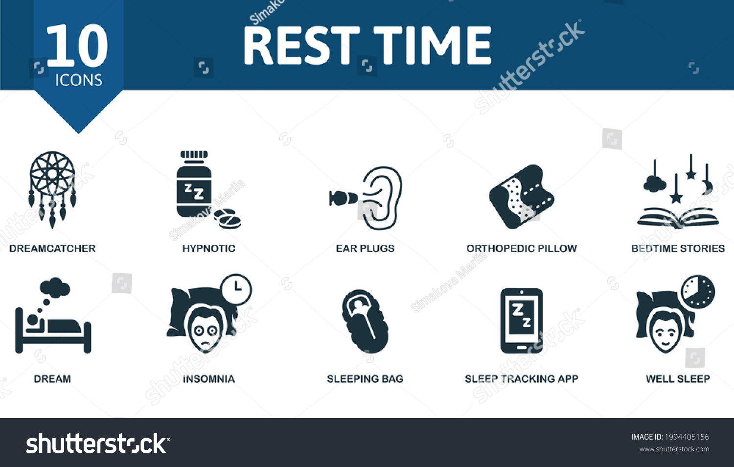 Rest Time Icon Set Contains Editable 库存矢量图（免版税）1994405156 | Shutterstock