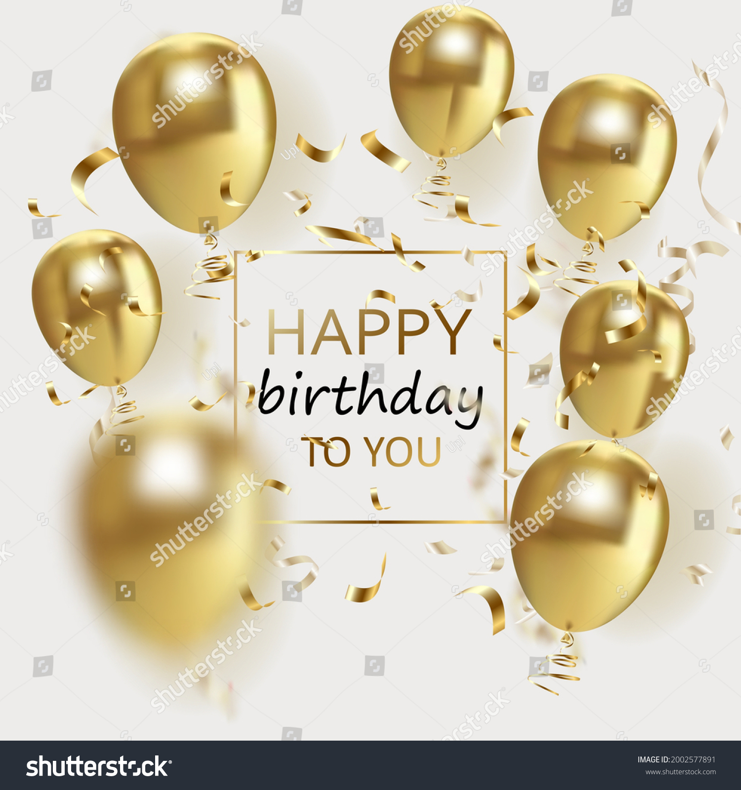 Happy Birthday Greeting Card Gold White Stock Vector (Royalty Free