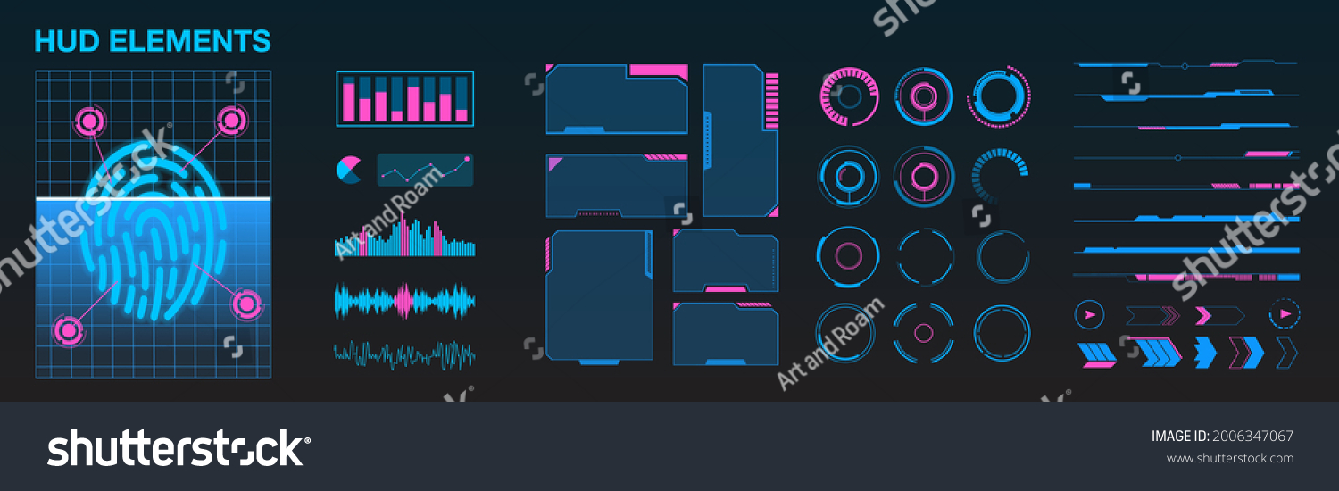 Cyberpunk Vector Hud Elements Set Futuristic Stock Vector (Royalty Free ...