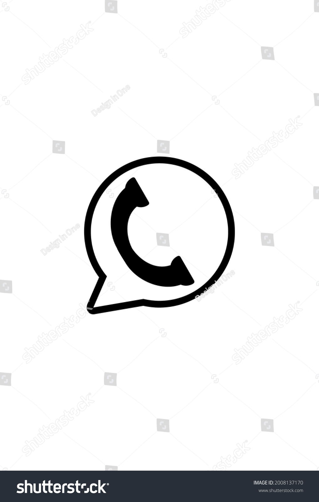 Vector Telephone Receiver Line Conversation Bubble Stock Vector
