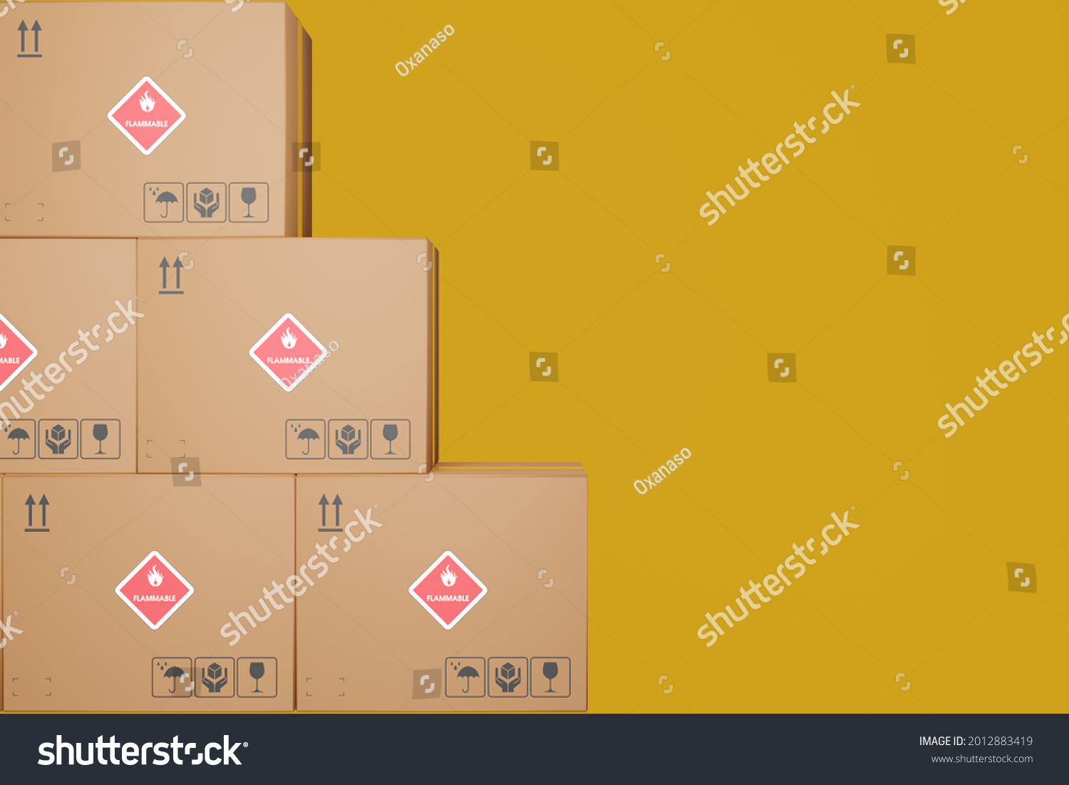 Dangerous Goods Cardboard Boxes Markings Flammable Stock Illustration
