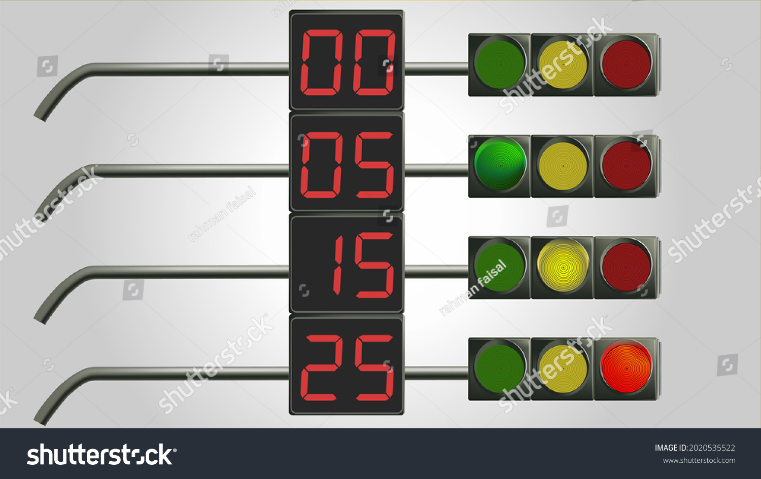 Horizontal Traffic Light Countdown Timer Number Stock Vector (Royalty ...