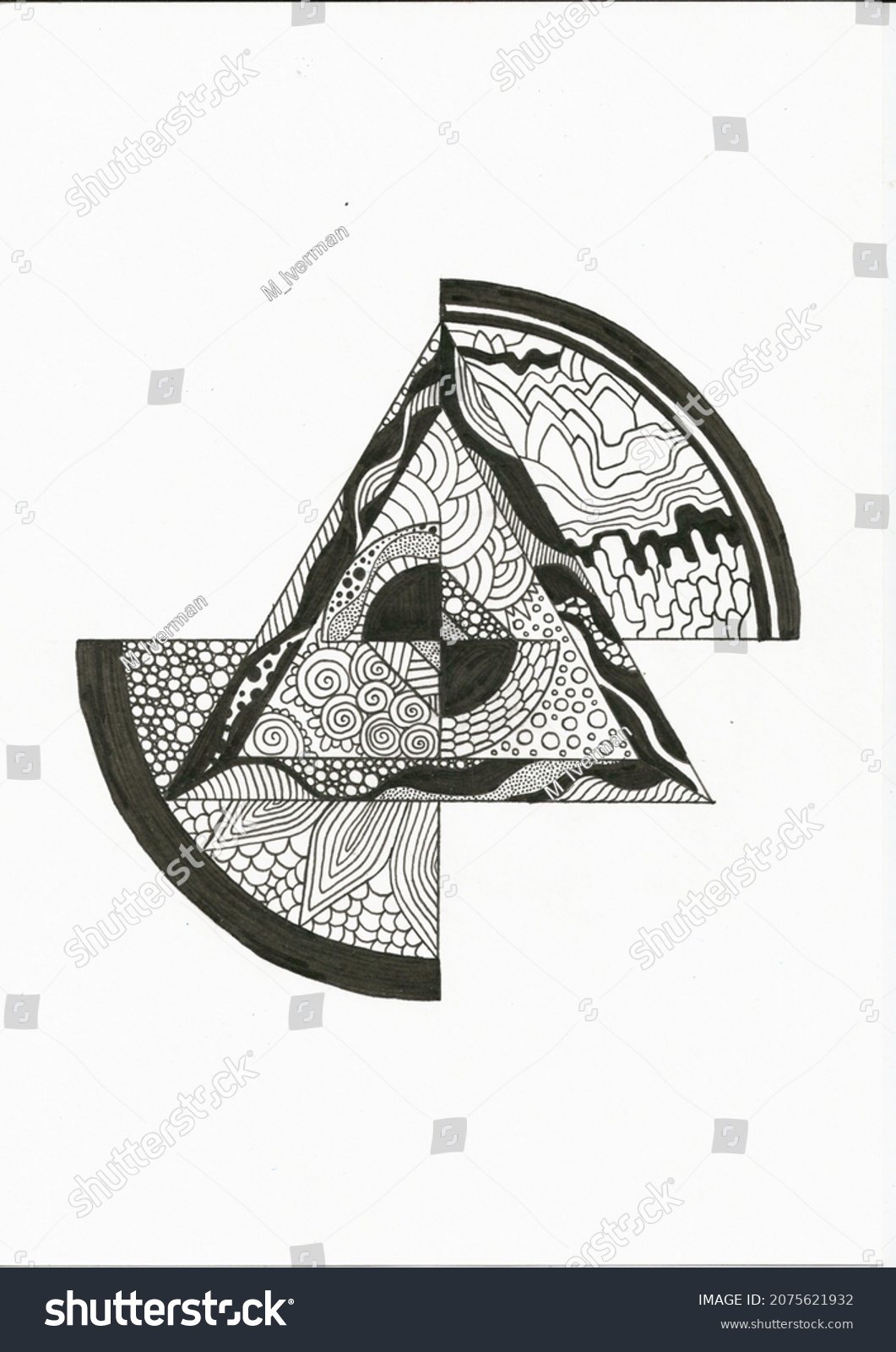 Circle Within Triangle Circle Zentangle Style Stock Illustration