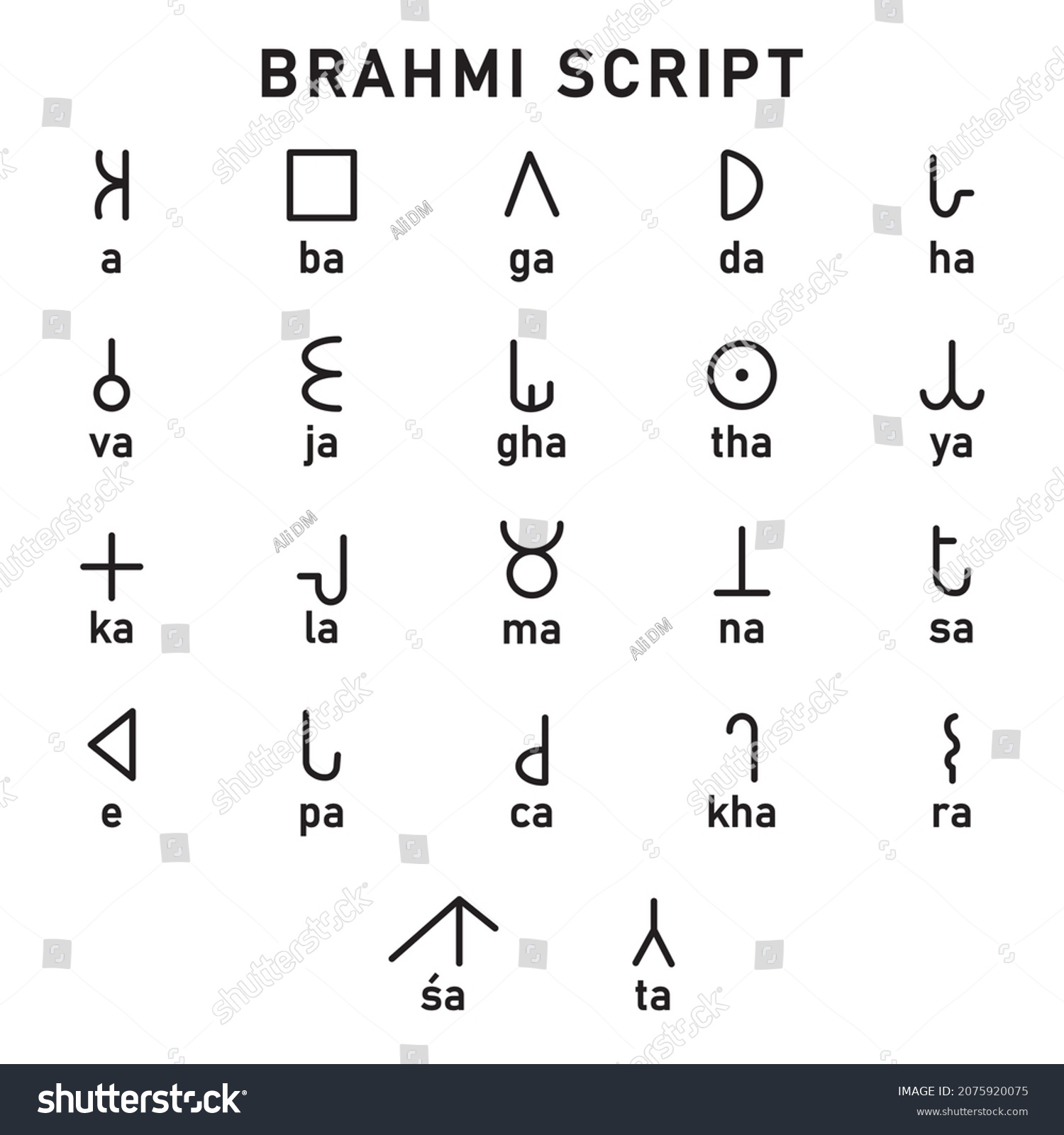 Ancient Brahmi Script Designed On White Stock Vector (Royalty Free