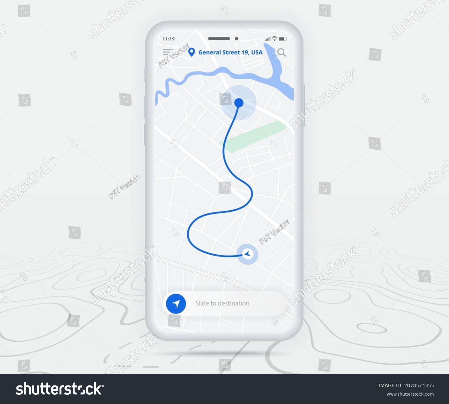 Map Gps Navigation Ux Ui Concept Stock Vector (Royalty Free) 2078574355 ...