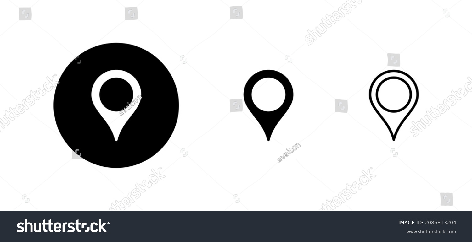 Pin Icons Set Location Sign Symbol Stock Vector (Royalty Free ...