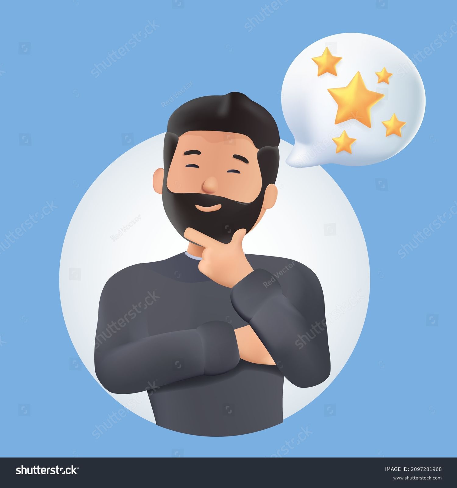 Young man thinking and dreaming. Businessman Mind behavior, mental mindset, imaginative thinking concept. 3d vector people character illustration. 3D illustration free to edit. Creative thinking Immagine vettoriale stock