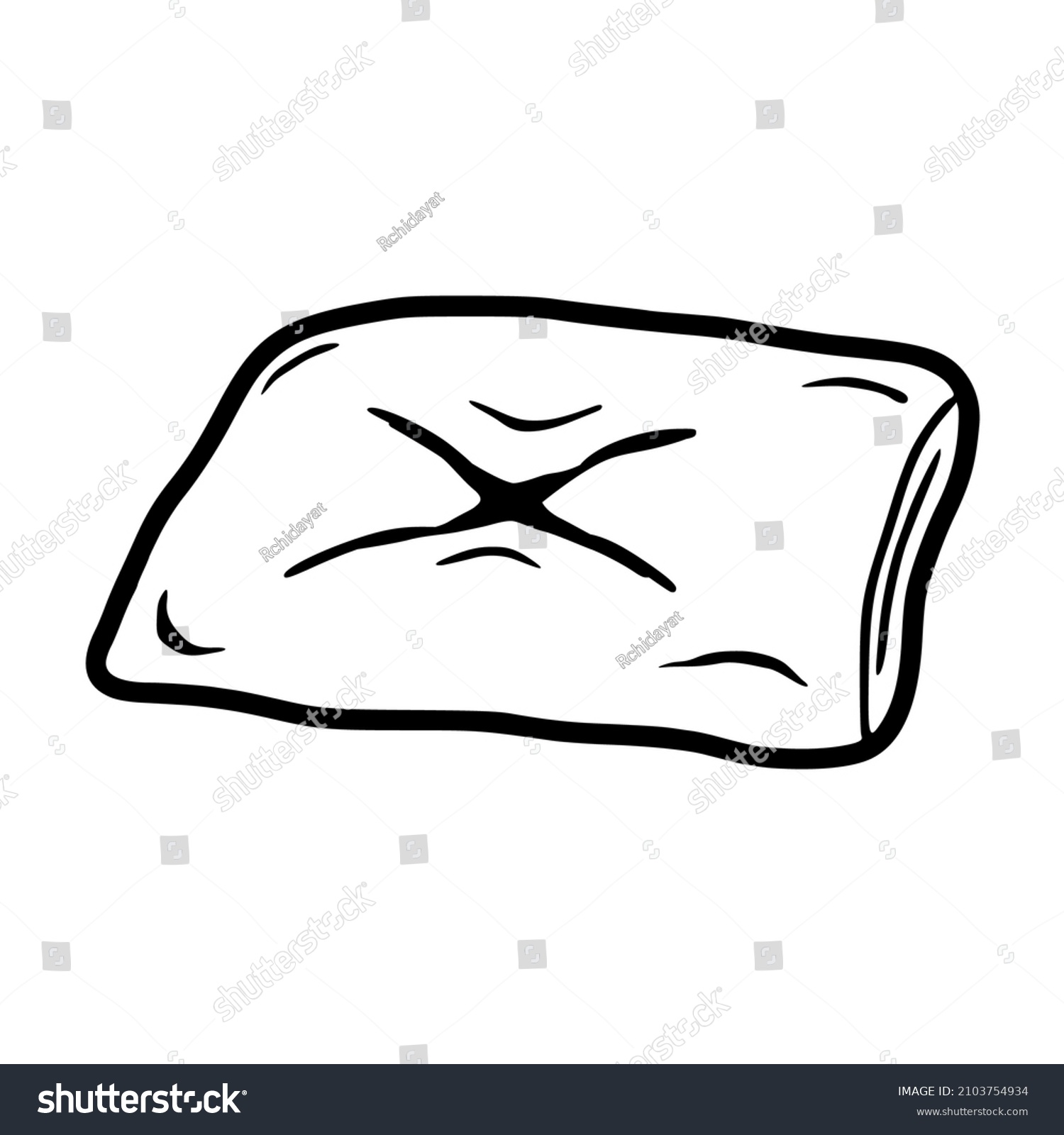 Hand Drawn Outline Single Pillow Icon Stock Vector (Royalty Free