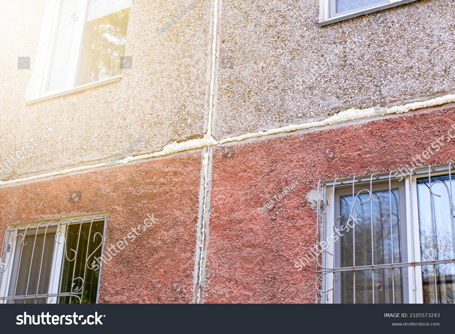 Insulation Interpanel Seams Mounting Foam Block Stock Photo 2105573243